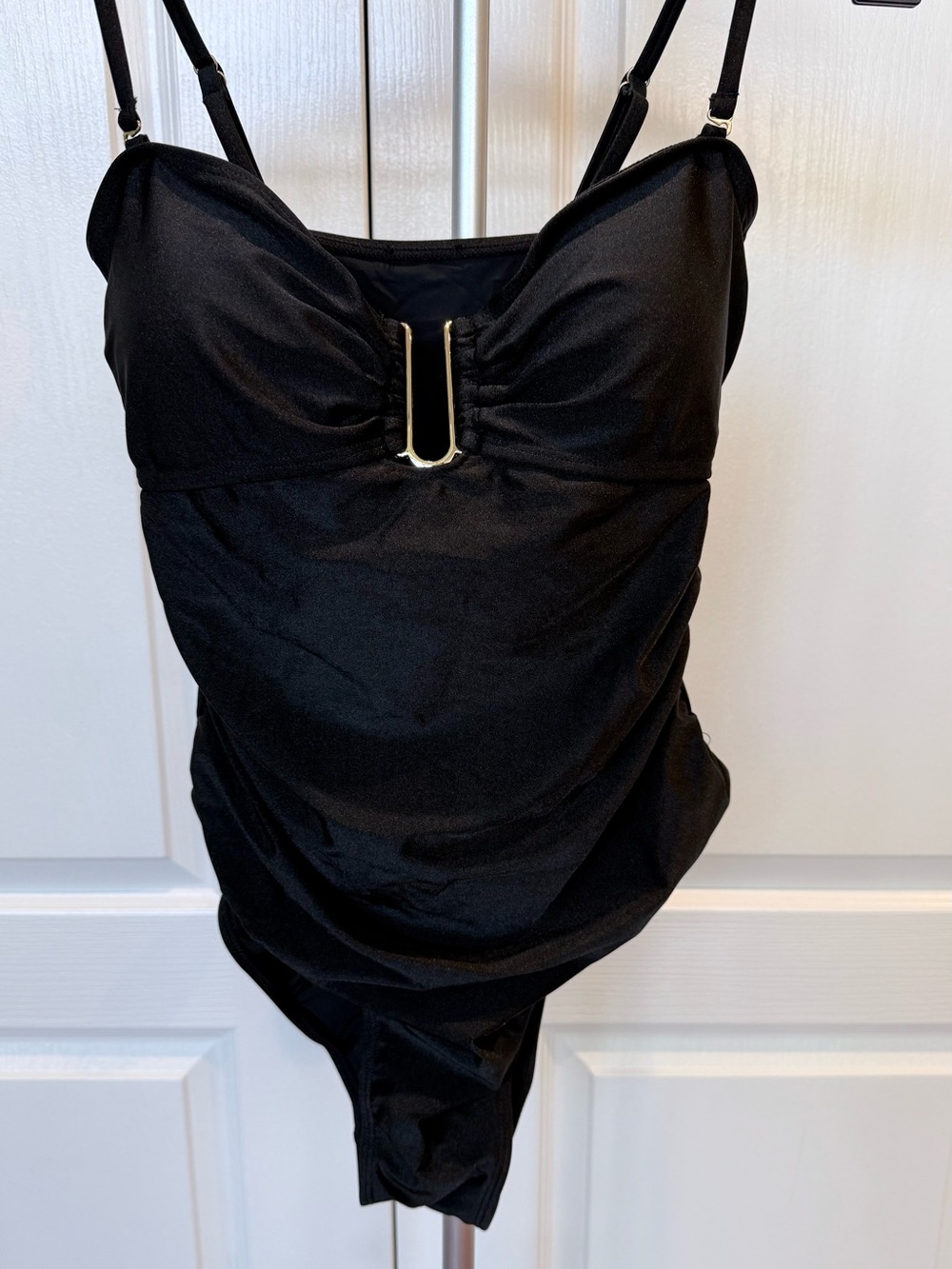 Catherine Malandrino Black One‑Piece Swimsuit With Gold Accent Size S🖤